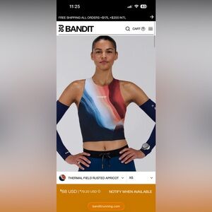 NWT Bandit Spring 2026 Drop Stamina Race Crop Rusted Apricot